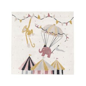 RugVista Monkey Circus Tapis - Rose / Blanc écru 150x150