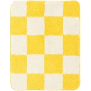 RugVista Luca Chess tapis de bain - Jaune / Blanc écru 50x67