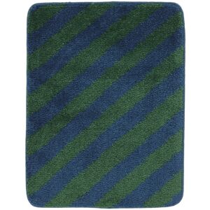 RugVista Bianca Stripe tapis de bain - Bleu foncé / Vert foncé 50x67