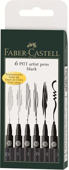Lot de 6 feutres Pitt - Artist Pen - Noir Lot de 6 feutres Pitt - Artist Pen - Noir