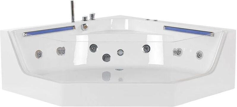 BELIANI Baignoire balnéo angle côté gauche avec LED 150 cm blanche CACERES BELIANI Baignoire balnéo angle côté gauche avec LED 150 cm blanche CACERES