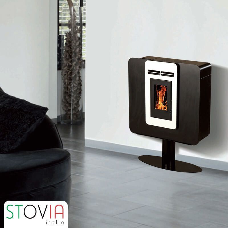 STOVIA ITALIA Vivara étanche 6Kw- Poêle à granulés STOVIA ITALIA   Bordeaux - Sans