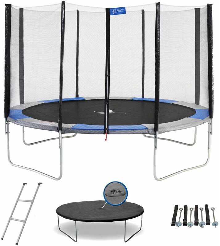Kangui - Trampoline rond Ø360cm avec filet, échelle, bâche et kit Kangui - Trampoline rond Ø360cm avec filet, échelle, bâche et kit