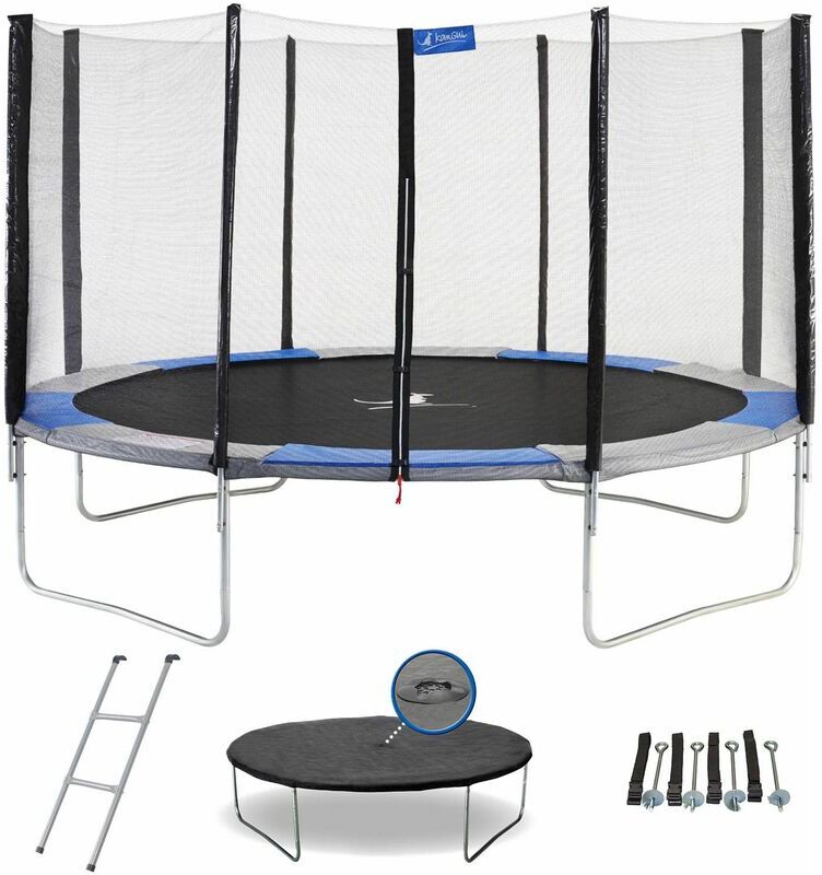 Kangui - Trampoline rond Ø430cm avec filet, échelle, bâche et kit Kangui - Trampoline rond Ø430cm avec filet, échelle, bâche et kit