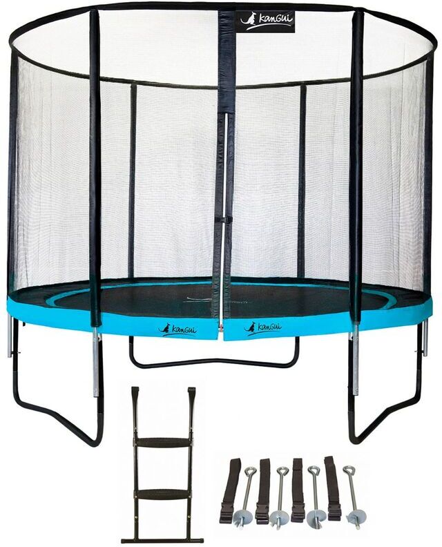 Kangui - Trampoline de jardin rond 305 cm + filet de sécurité + échelle