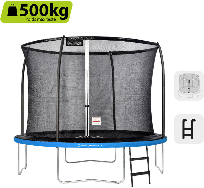 GREADEN Trampoline de jardin Freestyle Bleu 305 Set complet avec Filet GREADEN Trampoline de jardin Freestyle Bleu 305 Set complet avec Filet