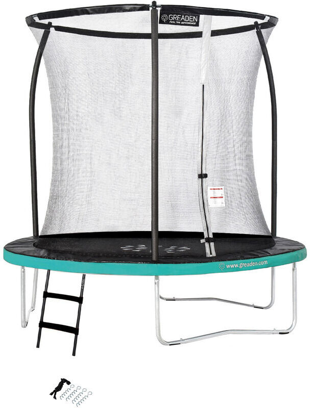 GREADEN Trampoline de jardin Rond Vert 250 avec Filet coussin de GREADEN Trampoline de jardin Rond Vert 250 avec Filet coussin de