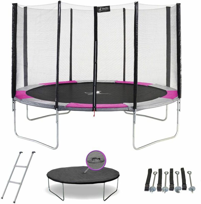 Kangui - Trampoline rond Ø360cm avec filet, échelle, bâche et kit Kangui - Trampoline rond Ø360cm avec filet, échelle, bâche et kit