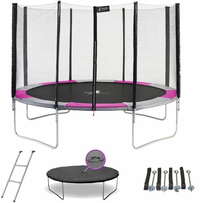 Kangui - Trampoline rond Ø360cm avec filet, échelle, bâche et kit