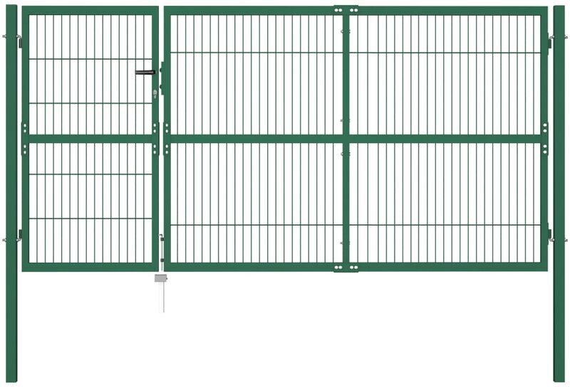 Youthup - Portail de clôture de jardin avec poteaux 350x140 cm Acier Youthup - Portail de clôture de jardin avec poteaux 350x140 cm Acier