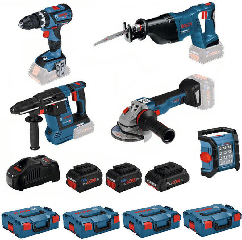 BOSCH Kit 5 outils 18V GSB/GWS/GBH/GSA/GLI BOSCH - 2x8.0A + 1x4.0A + GAL 1880 BOSCH Kit 5 outils 18V GSB/GWS/GBH/GSA/GLI BOSCH - 2x8.0A + 1x4.0A + GAL 1880