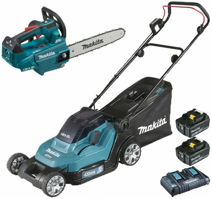 MAKITA Pack Makita Jardin 36V: tondeuse 43cm DLM432 + tronçonneuse élagage