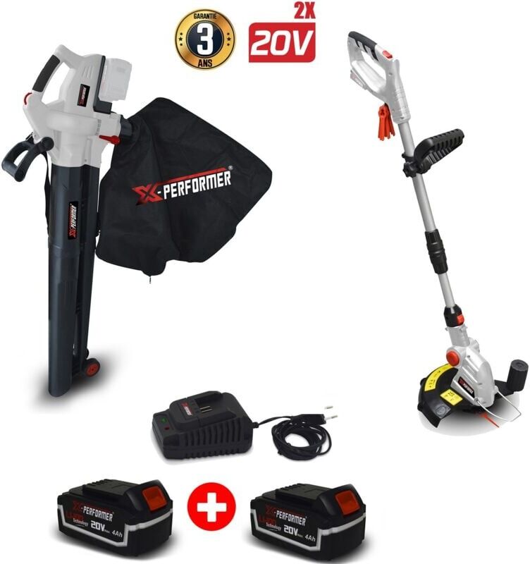 X-PERFORMER Set Coupe bordures à batterie 20V - X-Performer + Aspirateur souffleur X-PERFORMER Set Coupe bordures à batterie 20V - X-Performer + Aspirateur souffleur