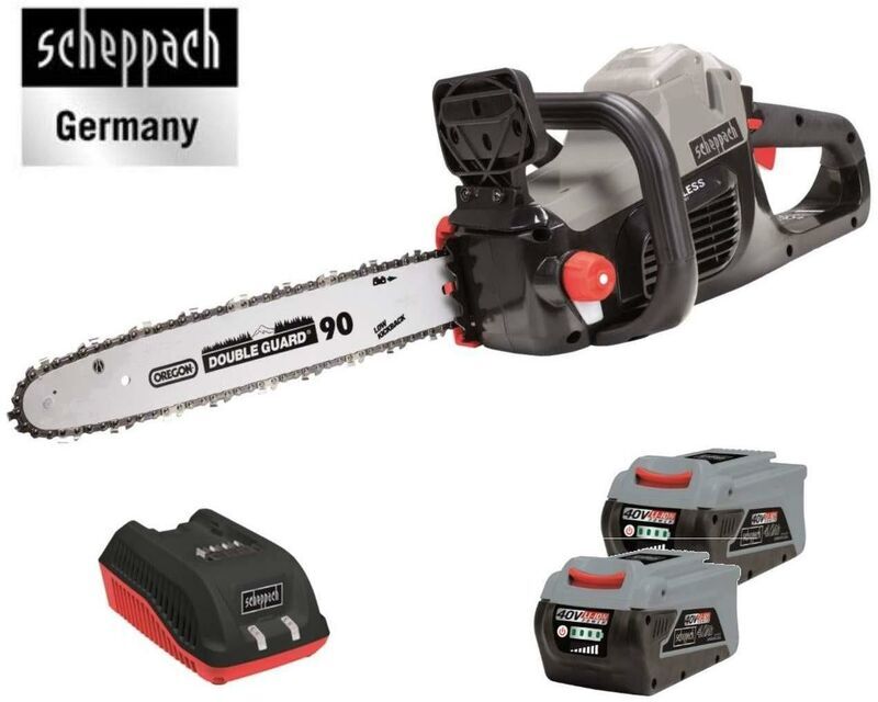 SCHEPPACH TRONCONNEUSE A BATTERIE 40V 35CM AVEC 2 BATTERIES 4,0AH SCHEPPACH SCHEPPACH TRONCONNEUSE A BATTERIE 40V 35CM AVEC 2 BATTERIES 4,0AH SCHEPPACH
