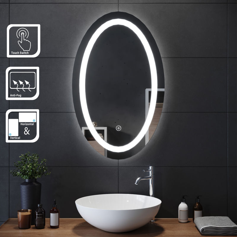 SIRHONA 60x80cm Capteur tactile de miroir de salle de bains à LED SIRHONA 60x80cm Capteur tactile de miroir de salle de bains à LED