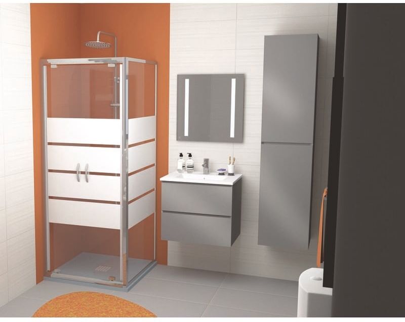 Ondee - Miroir rétro-éclairant BLUETOOTH - Argent - 60x60cm - Verre Ondee - Miroir rétro-éclairant BLUETOOTH - Argent - 60x60cm - Verre