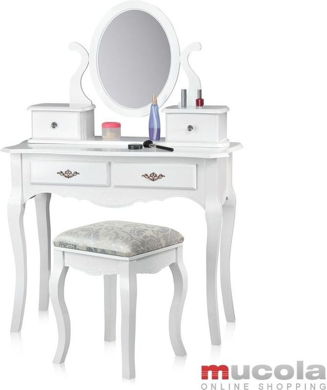 MUCOLA Coiffeuse, table de maquillage avec miroir tabouret de coussin, ottomane MUCOLA Coiffeuse, table de maquillage avec miroir tabouret de coussin, ottomane