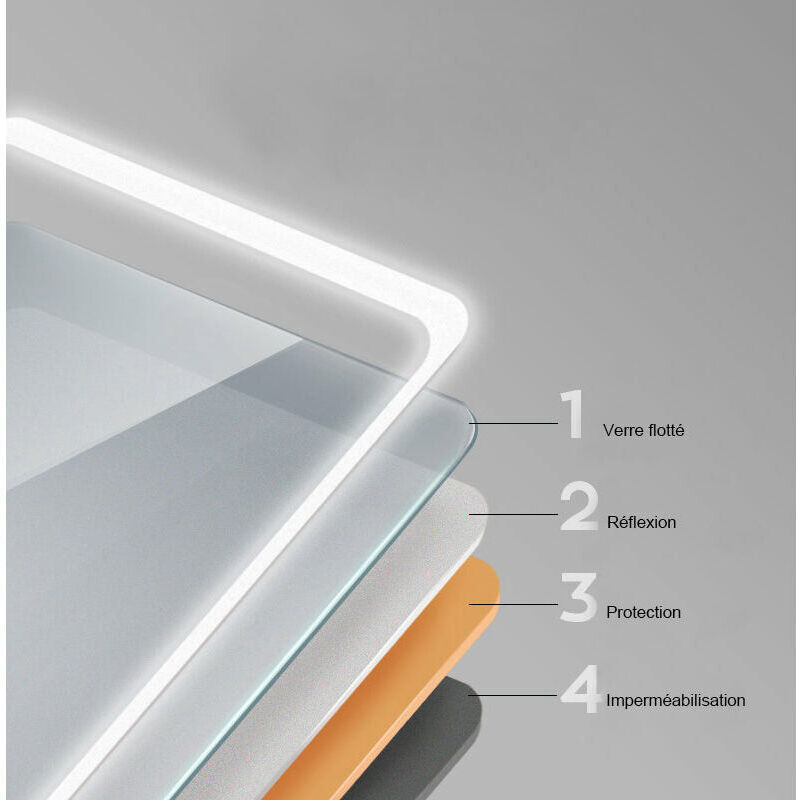 Aica Sanitaire - Miroir de salle de bain anti-buée 150x70cm Aica Sanitaire - Miroir de salle de bain anti-buée 150x70cm