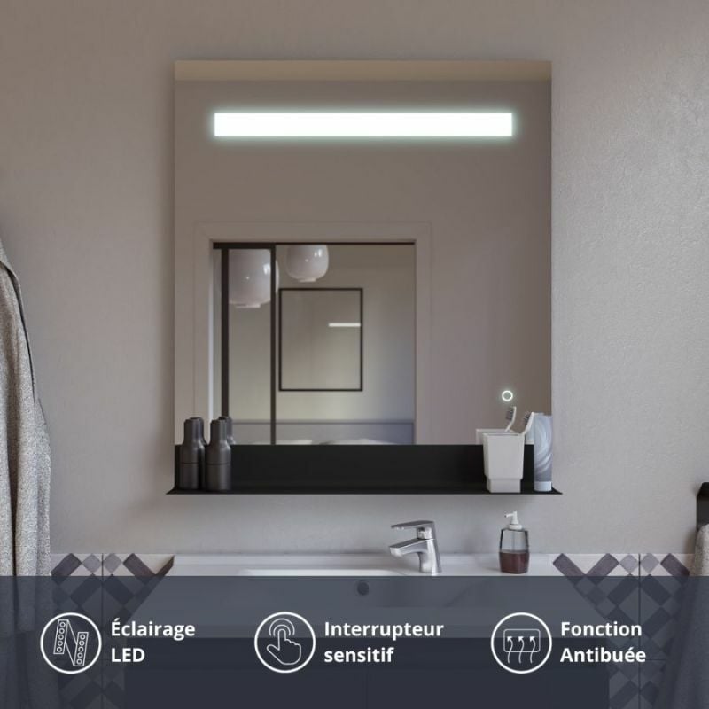 ETAL Miroir 70x80 cm - éclairage intégré à LED, interrupteur sensitif et ETAL Miroir 70x80 cm - éclairage intégré à LED, interrupteur sensitif et