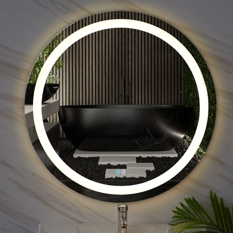 BINGOPAW Miroir Salle de Bain Rond 80cm - Miroir Mural Avec Éclairage Intégré BINGOPAW Miroir Salle de Bain Rond 80cm - Miroir Mural Avec Éclairage Intégré