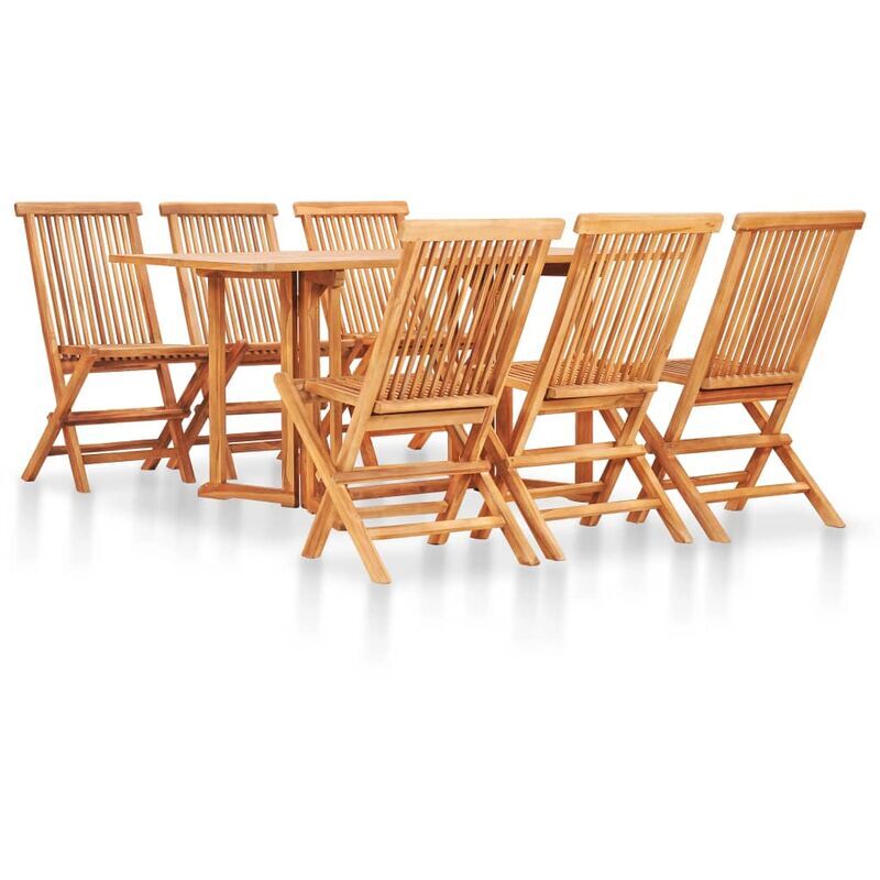 TRUE DEAL Mobilier à dîner d'extérieur pliable 7 pcs Bois solide de teck - True