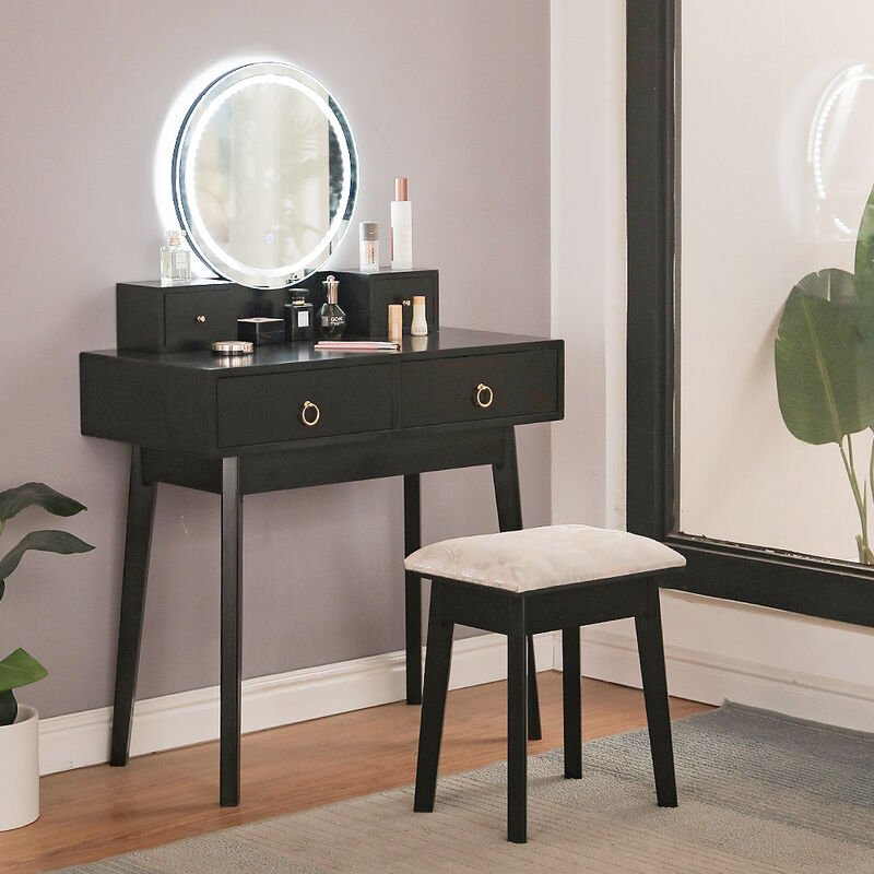 WYCTIN®Coiffeuse Table de Maquillage Commode avec Miroir 2 Grands WYCTIN®Coiffeuse Table de Maquillage Commode avec Miroir 2 Grands