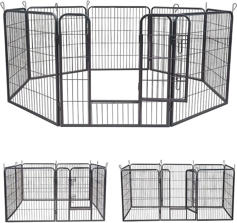 MUCOLA 8 Eléments 80x80cm parc pour chiot, clôture pour, enclos en argent, MUCOLA 8 Eléments 80x80cm parc pour chiot, clôture pour, enclos en argent,