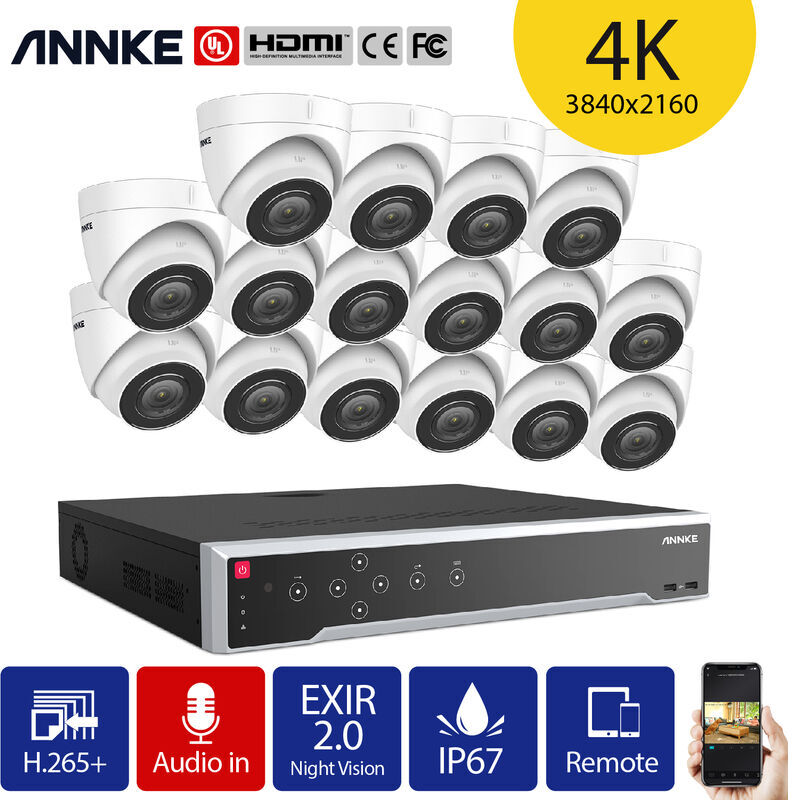 ANNKE 8CH Système de sécurité vidéo réseau Super HD PoE 5MP 4 caméras style A