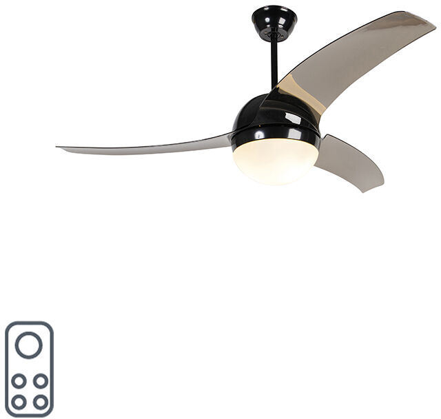 QAZQA Plafondventilator zwart met smoke bladen - Bora 52 Qazqa Moderne QAZQA Plafondventilator zwart met smoke bladen - Bora 52 Qazqa Moderne