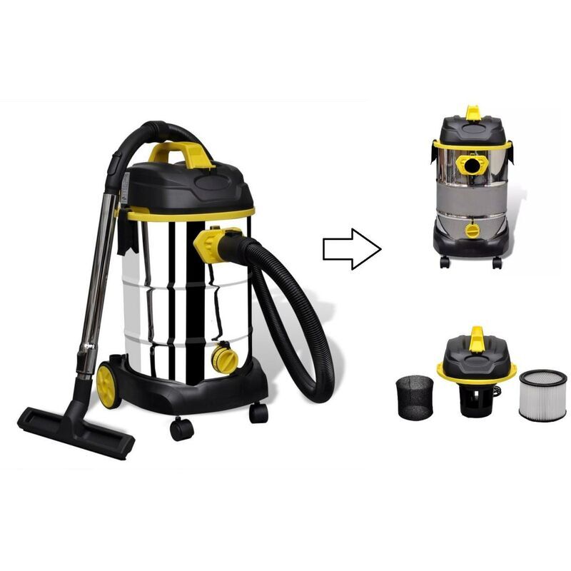 BIGB Aspirateur eaux et poussieres inox 30 L - 1380 W