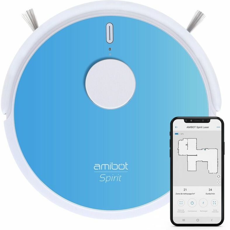 AMIBOT Robot aspirateur et laveur AMIBOT Spirit Laser H2O avec cartographie AMIBOT Robot aspirateur et laveur AMIBOT Spirit Laser H2O avec cartographie