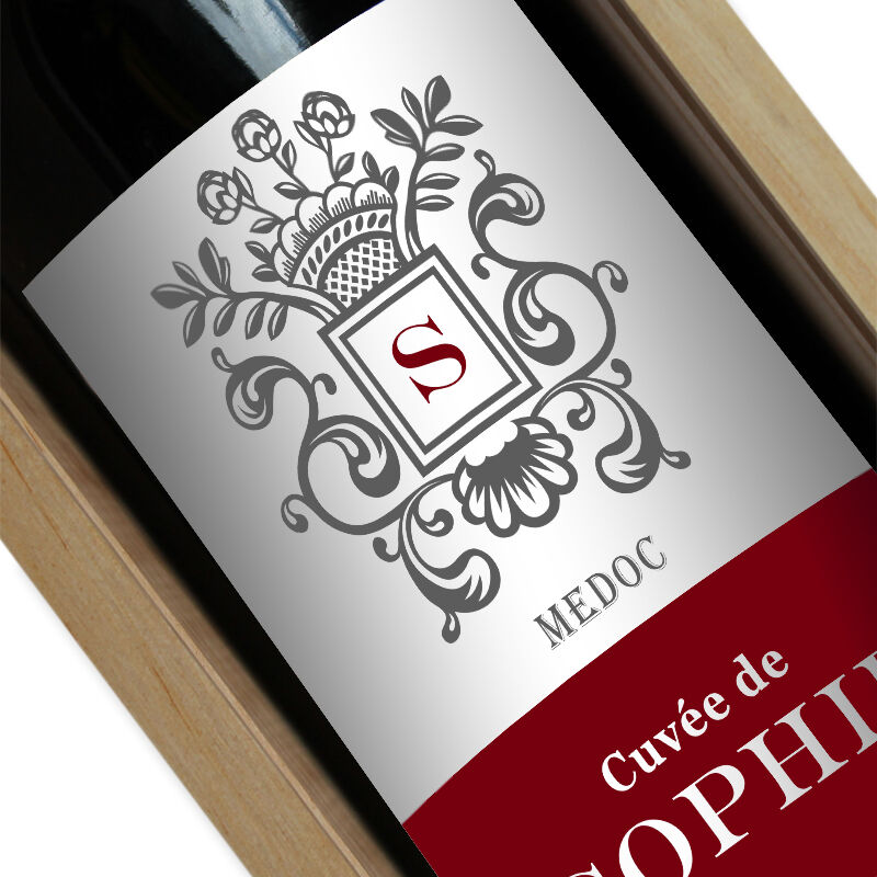 Amikado Bouteille de vin personnalisée Ecusson Amikado Bouteille de vin personnalisée Ecusson