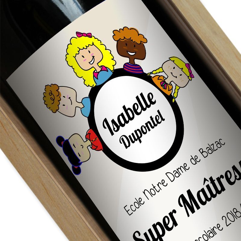 Amikado Bouteille de vin personnalisée Merci Maîtresse