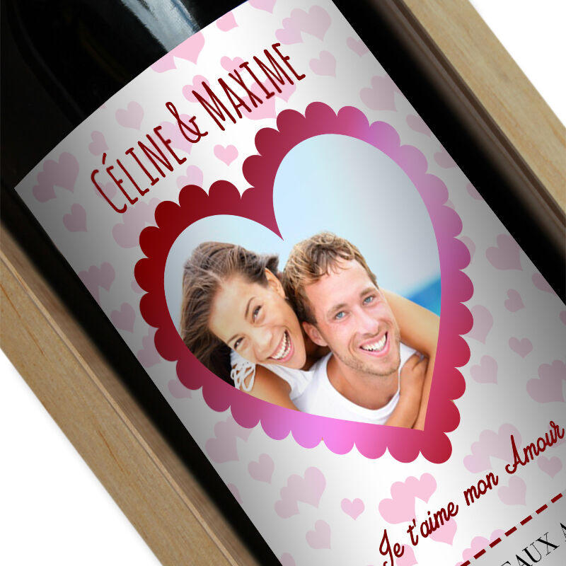 Amikado Bouteille de vin personnalisée Coeur photo Amikado Bouteille de vin personnalisée Coeur photo