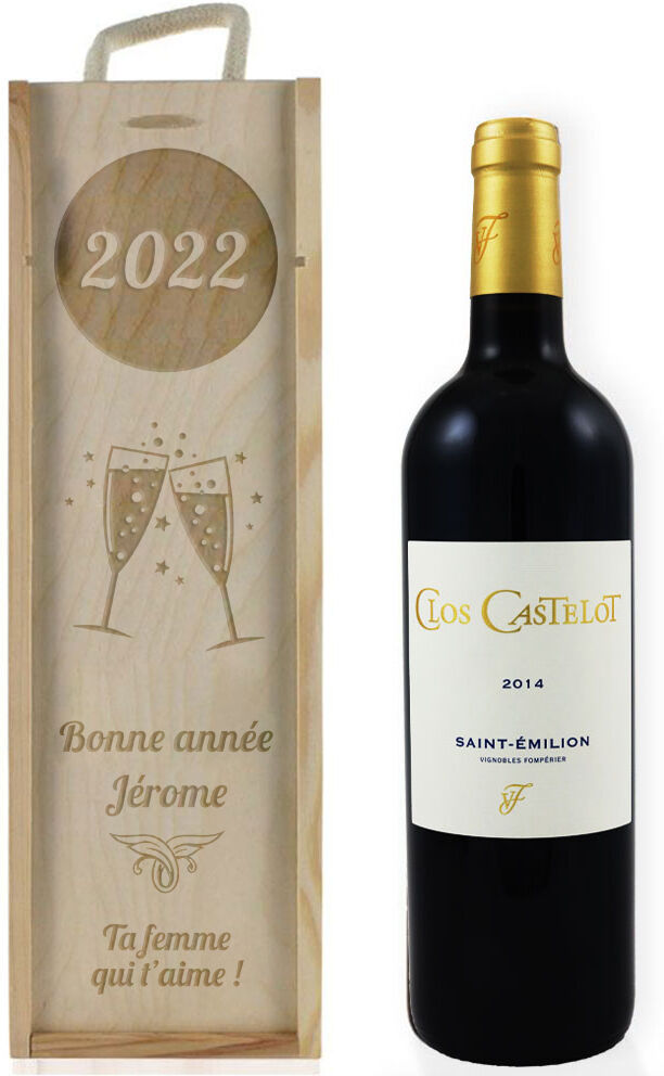 Amikado Caisse à vin nouvel an gravée Amikado Caisse à vin nouvel an gravée