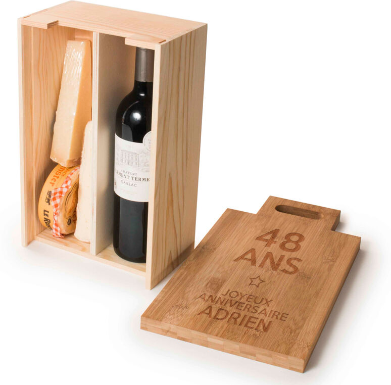 Amikado Caisse à vin planche à découper personnalisée Amikado Caisse à vin planche à découper personnalisée