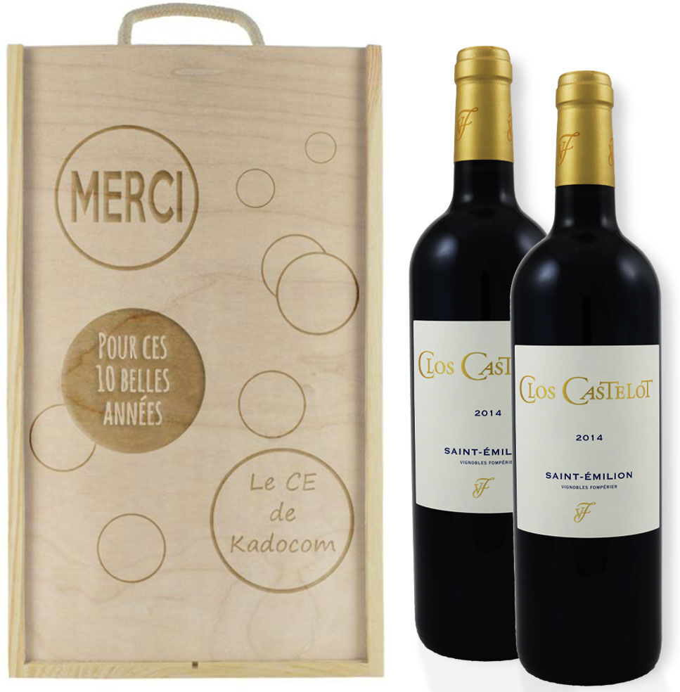 Amikado Caisse à vin 2 bouteilles bulles gravée Amikado Caisse à vin 2 bouteilles bulles gravée