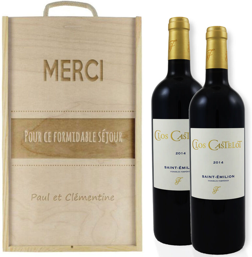 Amikado Caisse à vin 2 bouteilles graphique gravée Amikado Caisse à vin 2 bouteilles graphique gravée