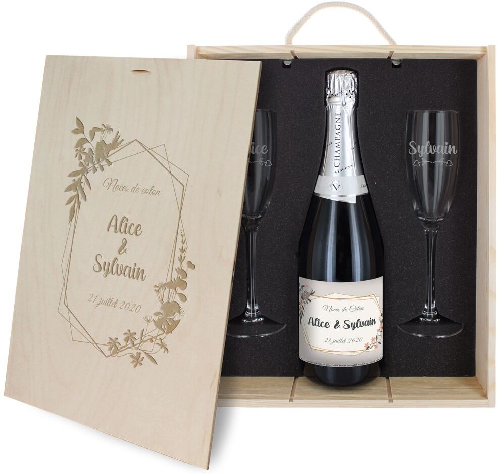 Amikado Coffret à Champagne personnalisé Mariage