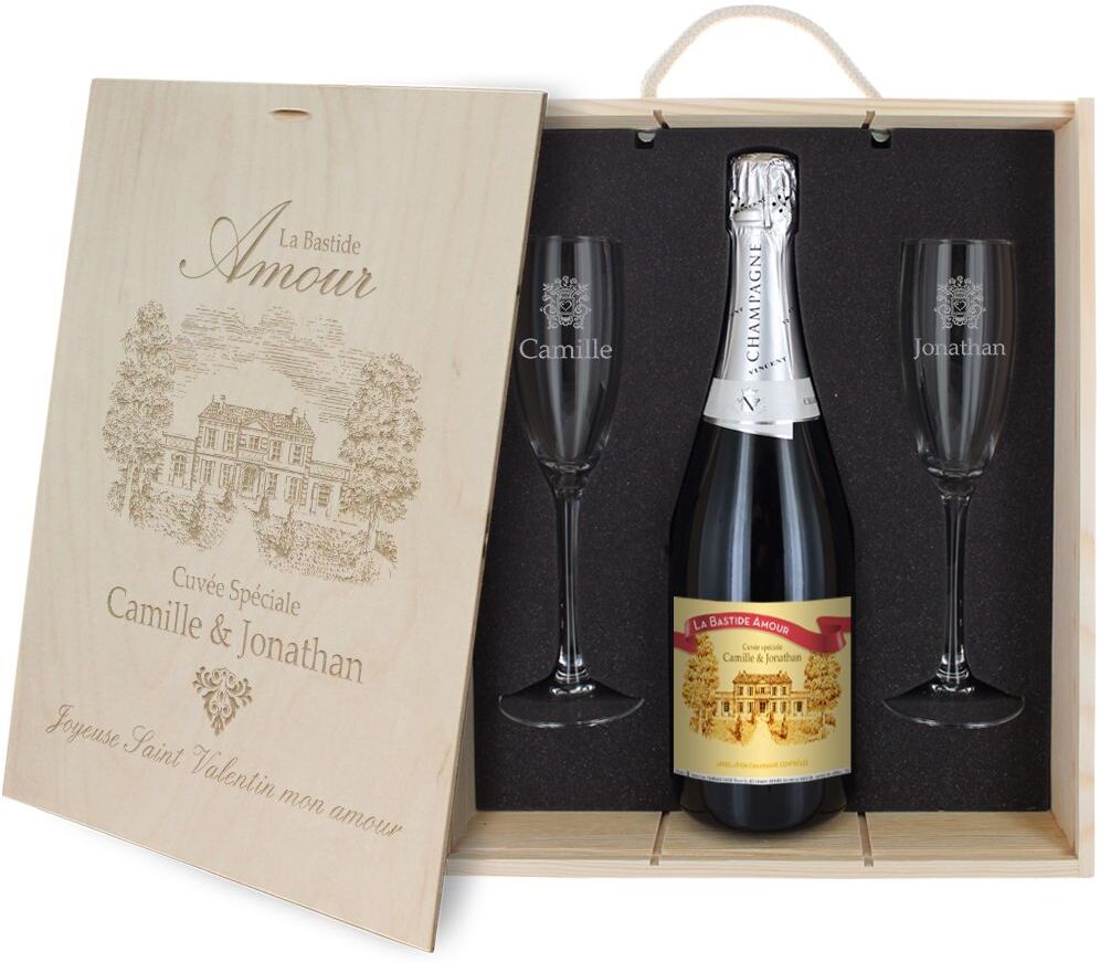 Amikado Coffret à Champagne personnalisé Amour