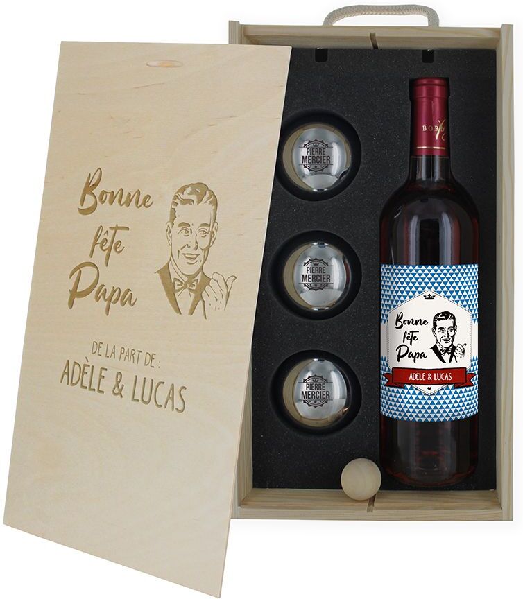 Amikado Coffret vin et pétanque personnalisé Fête des Pères Amikado Coffret vin et pétanque personnalisé Fête des Pères