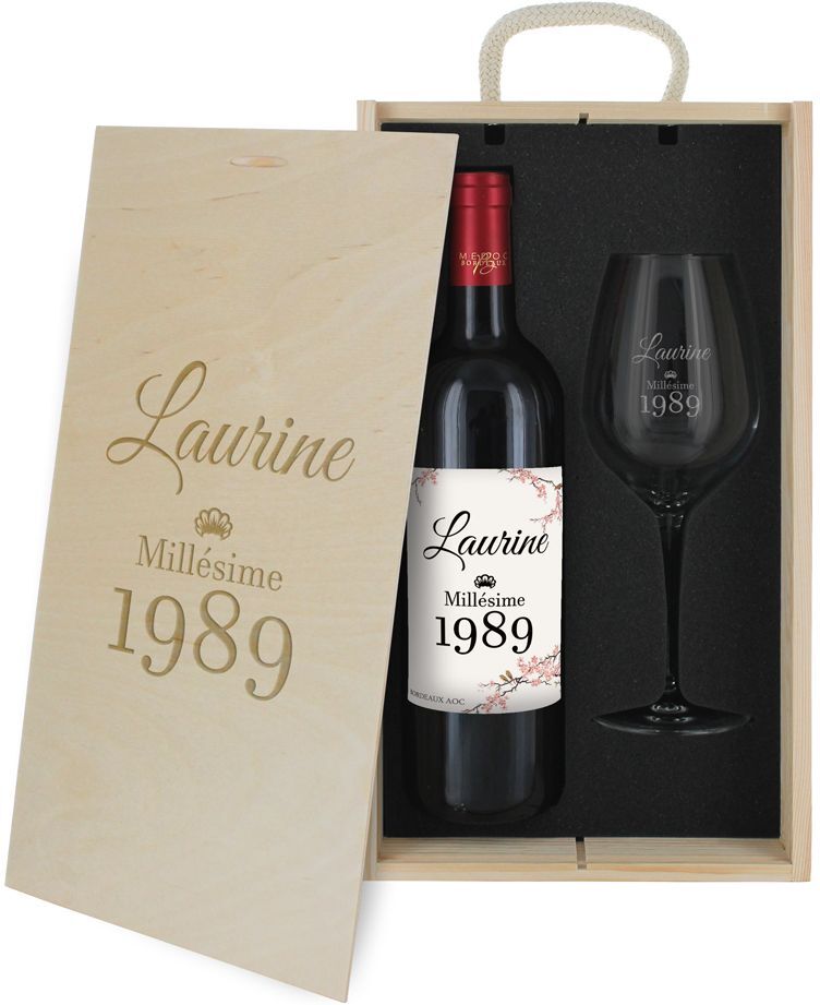 Amikado Coffret à vin 2 pièces personnalisé anniversaire Amikado Coffret à vin 2 pièces personnalisé anniversaire