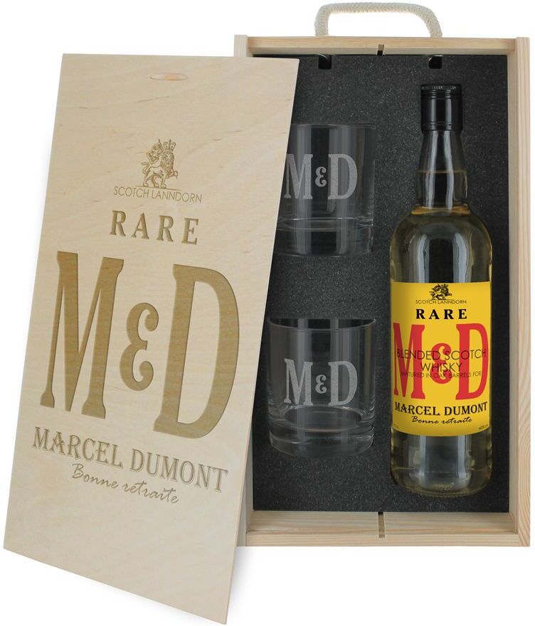 Amikado Coffret à whisky 3 pièces personnalisé Initiales Amikado Coffret à whisky 3 pièces personnalisé Initiales