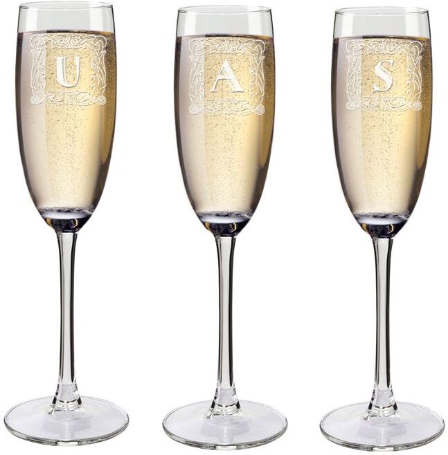 Amikado Flûtes à champagne initiale gravées Amikado Flûtes à champagne initiale gravées
