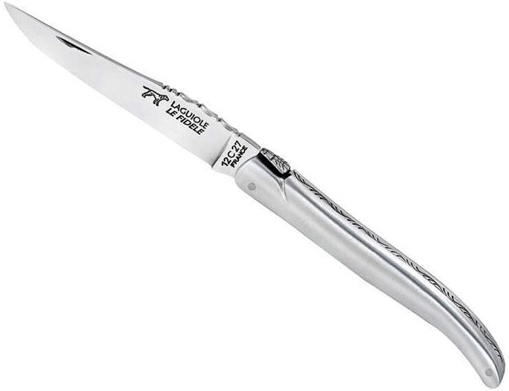 Le fidèle Laguiole Le Fidèle plein manche en alu satiné gravé Le fidèle Laguiole Le Fidèle plein manche en alu satiné gravé