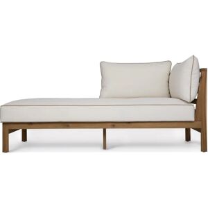 NV GALLERY Méridienne droite outdoor BAYSIDE - Méridienne ou chaise-longue modulable droite outdoor, Blanc crème & bois d'acacia, L161 Blanc / Naturel