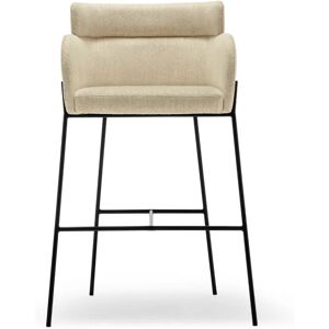 NV GALLERY Tabouret de bar BARON - Tabouret de bar, Beige sable & metal noir, H80 Beige