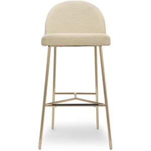 NV GALLERY Tabouret de bar BANE - Tabouret de bar, Blanc bouclette & metal dore, H78 Blanc / Dore