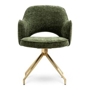 NV GALLERY Chaise de bureau LUTHOR - Chaise de bureau rotative, Tweed vert & metal dore, 60x86 Vert / Dore