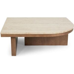 NV GALLERY Table basse HIGHLAND - Table basse, L85, Travertin waterproof & bois de frene teinte noyer